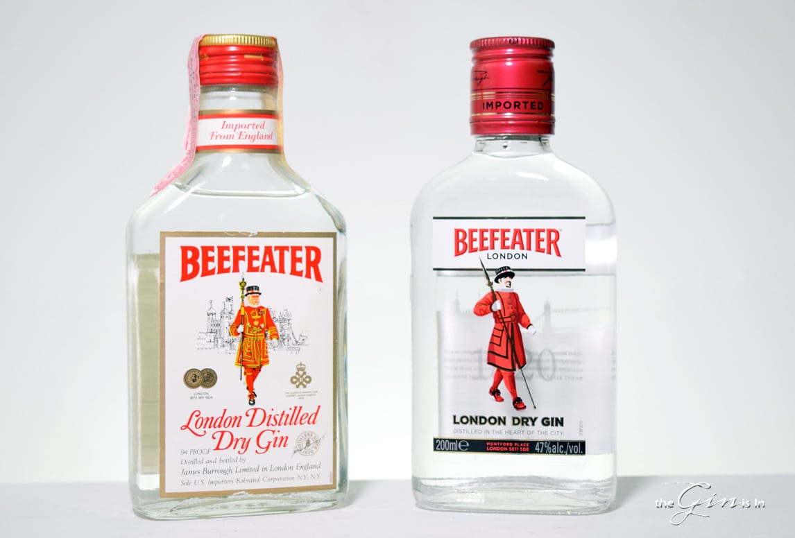 Vintage Beefeater and Modern Beefeater, side by side