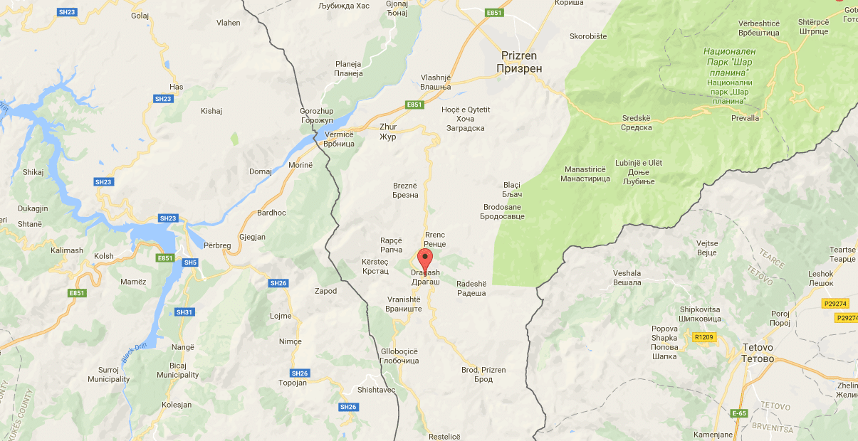Dragash, Kosovo Map