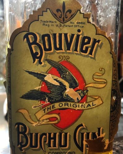 Dr. C. Bouvier's Buchu Gin, Bottle Front