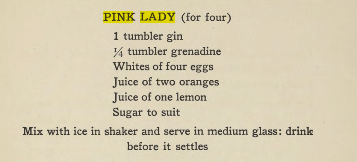 Pink Lady Cocktail with Gin Recommendations and history