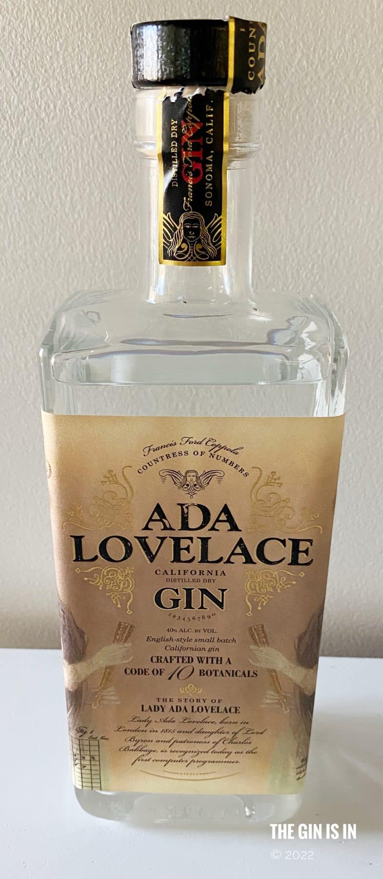 Ada Lovelace Gin Expert Gin Review and Tasting Notes